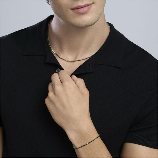 Bracciale Kidult Style in acciaio cristalli neri da uomo 20,5 cm