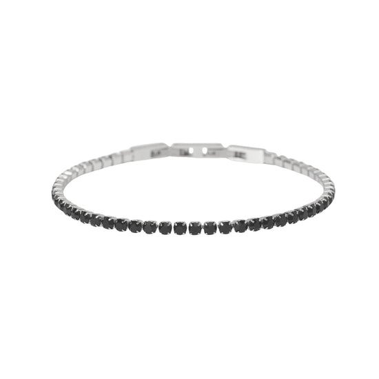 Bracciale tennis Kidult Style in acciaio e cristalli neri 20 cm