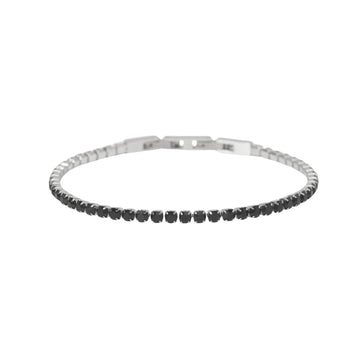 Bracciale tennis Kidult Style in acciaio e cristalli neri 20 cm
