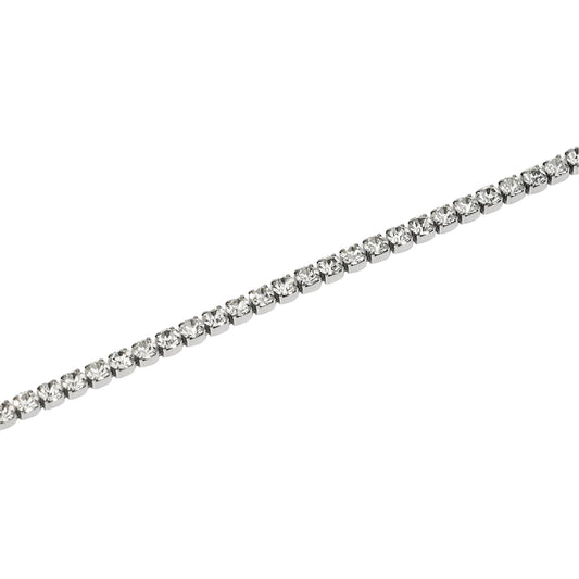 Bracciale tennis Kidult Style in acciaio e cristalli bianchi 20 cm