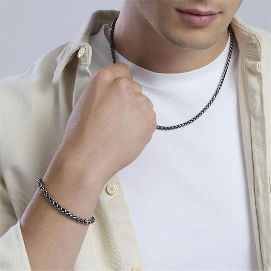 Bracciale Kidult Style in acciaio pvd gun catena spiga da uomo 21 cm