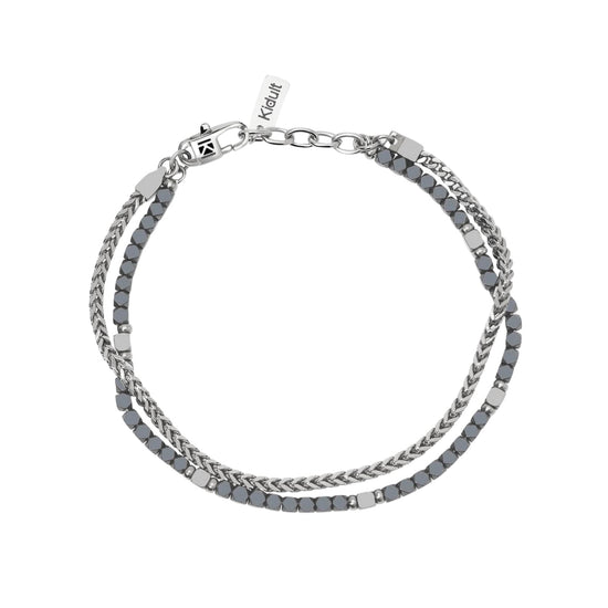 Bracciale catena Kidult Style in acciaio ematite da uomo 21 cm