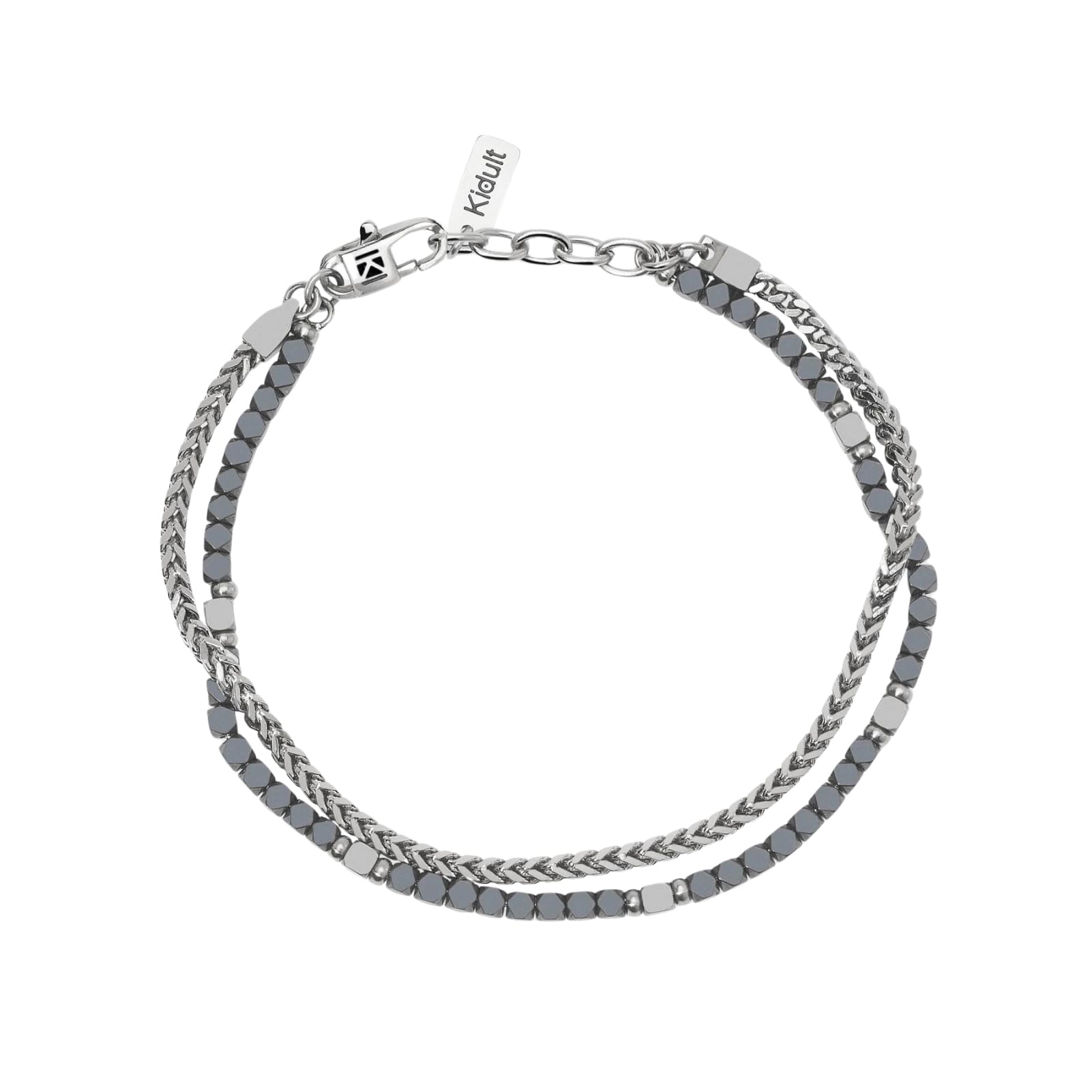 Bracciale catena Kidult Style in acciaio ematite da uomo 21 cm