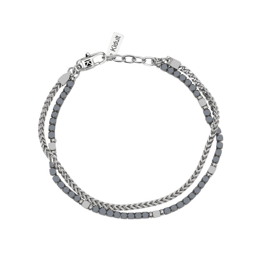 Bracciale catena Kidult Style in acciaio ematite da uomo 21 cm