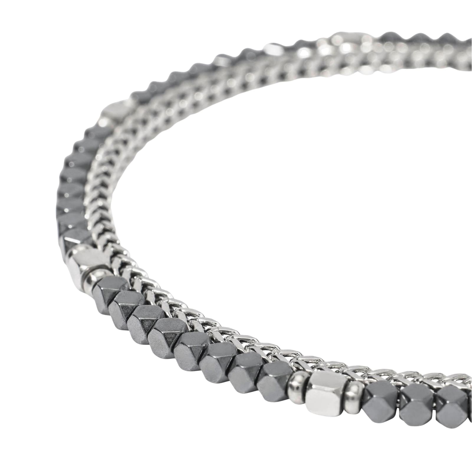 Bracciale catena Kidult Style in acciaio ematite da uomo 21 cm