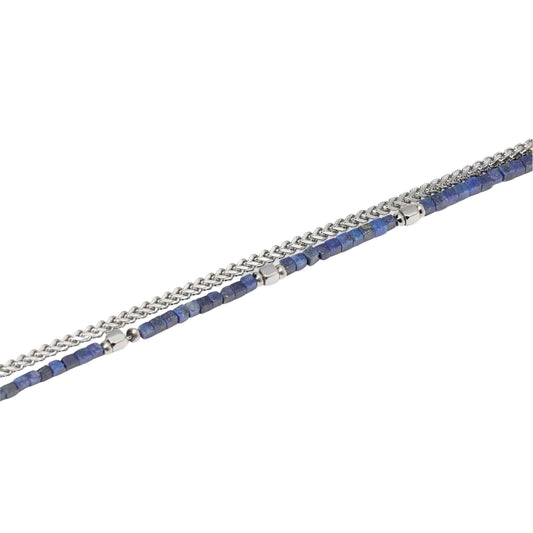 Bracciale catena Kidult Style in acciaio sodalite blu da uomo 21 cm