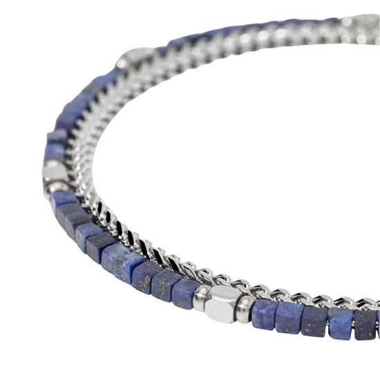 Bracciale catena Kidult Style in acciaio sodalite blu da uomo 21 cm