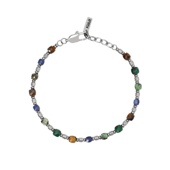 Bracciale Kidult Style in acciaio pietre multicolor da uomo 21 cm