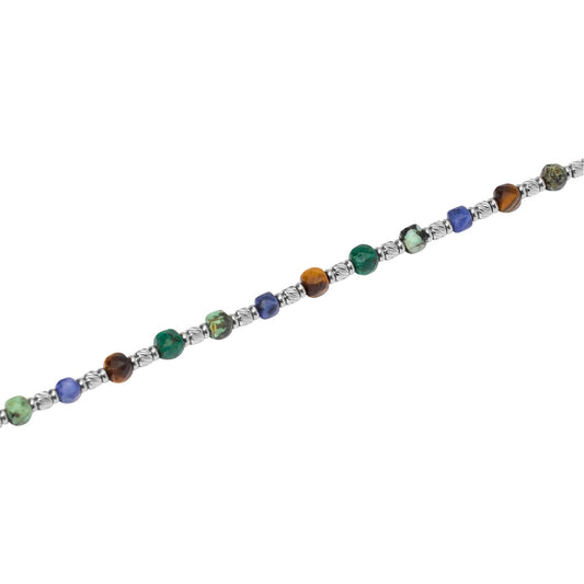 Bracciale Kidult Style in acciaio pietre multicolor da uomo 21 cm