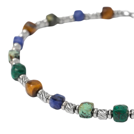 Bracciale Kidult Style in acciaio pietre multicolor da uomo 21 cm