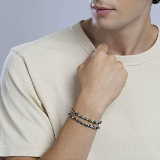 Bracciale Kidult Style in acciaio pietre multicolor da uomo 21 cm