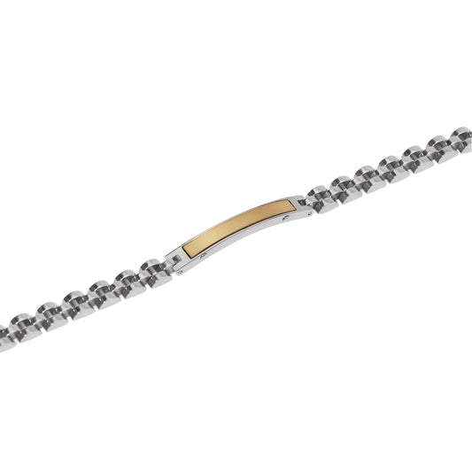Bracciale Kidult Style in acciaio con targa dorata da uomo 20,5 cm