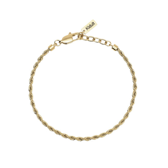 Bracciale Kidult Style in acciaio pvd oro catena corda da uomo 21 cm