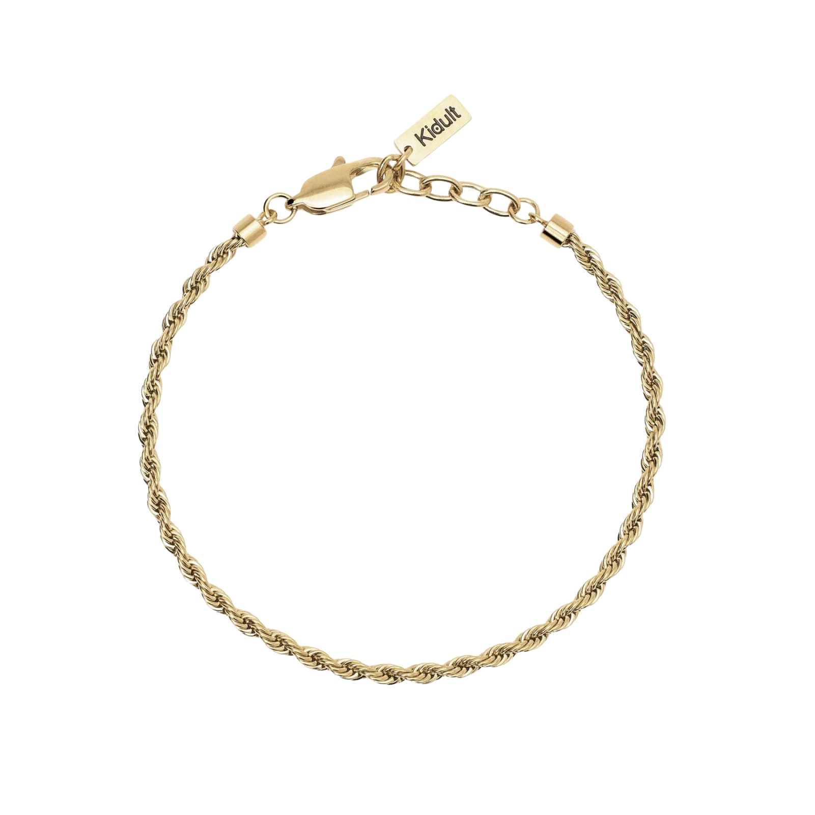 Bracciale Kidult Style in acciaio pvd oro catena corda da uomo 21 cm