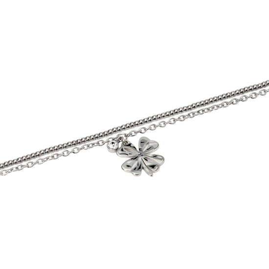 Bracciale catena Kidult Style in acciaio con quadrifoglio 19 cm