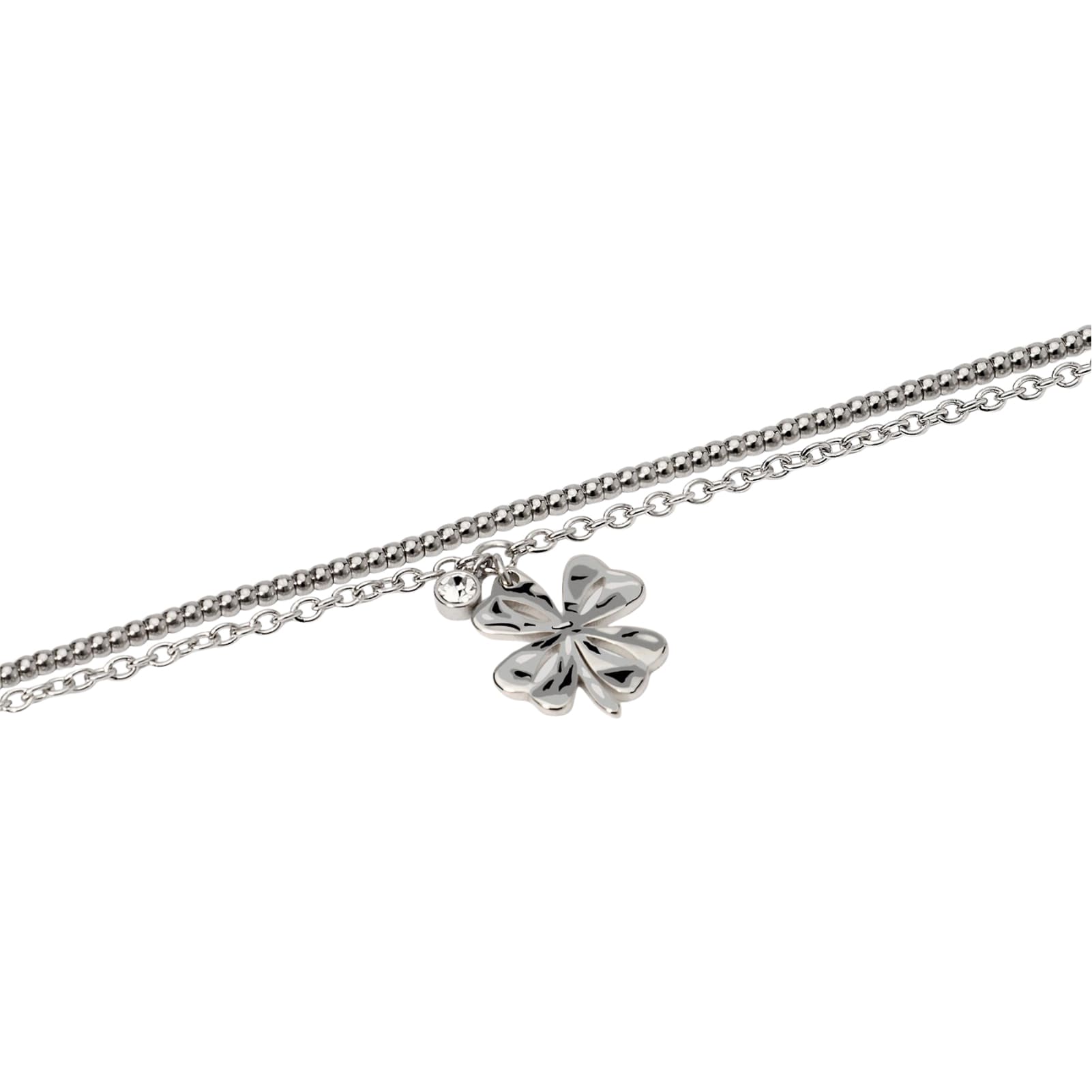 Bracciale catena Kidult Style in acciaio con quadrifoglio 19 cm