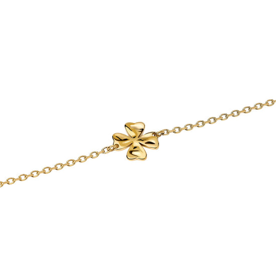 Bracciale Kidult Style in acciaio dorato con quadrifoglio 19 cm