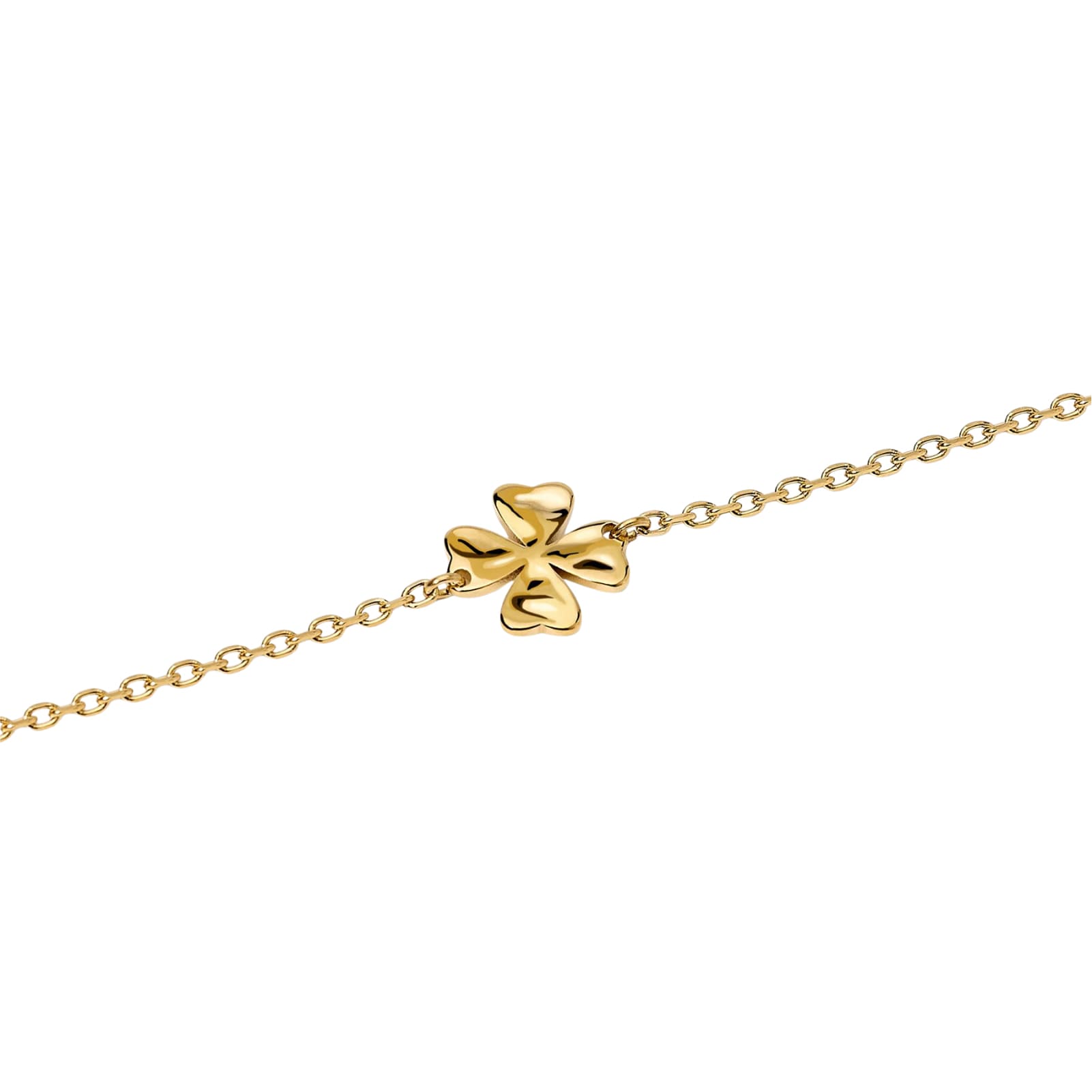 Bracciale Kidult Style in acciaio dorato con quadrifoglio 19 cm