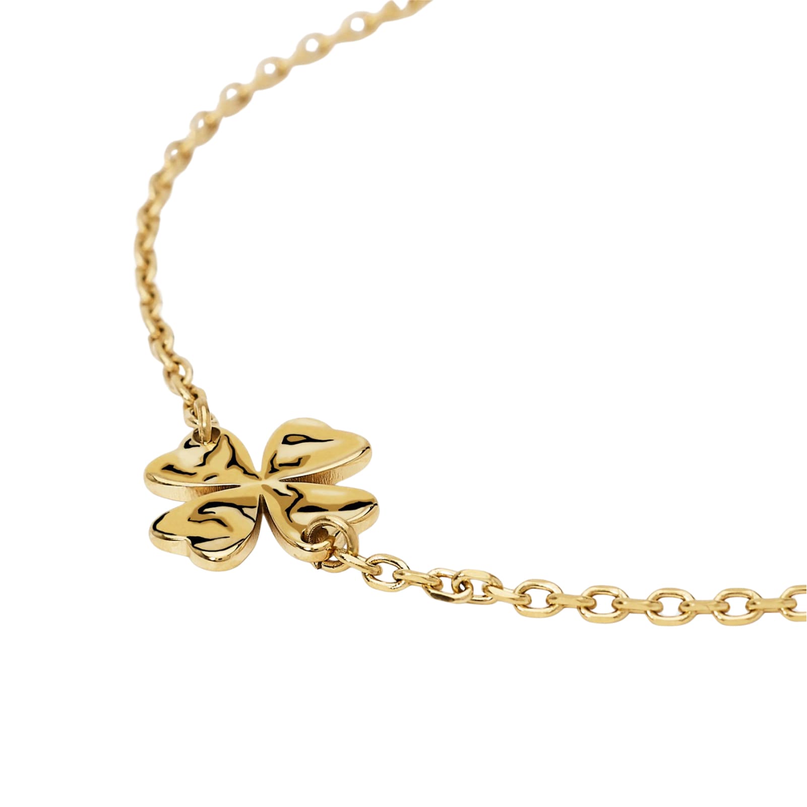 Bracciale Kidult Style in acciaio dorato con quadrifoglio 19 cm