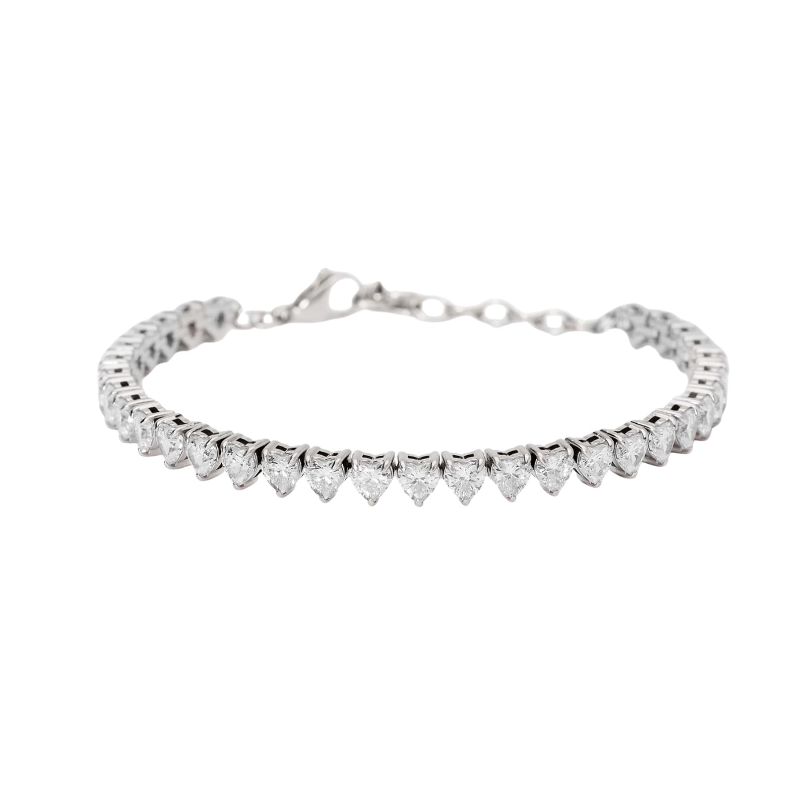 Bracciale tennis Kidult Style in acciaio con zirconi a cuore 19 cm