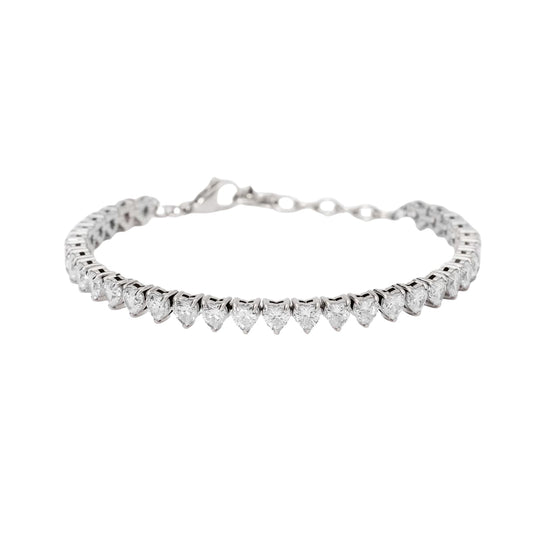 Bracciale tennis Kidult Style in acciaio con zirconi a cuore 19 cm