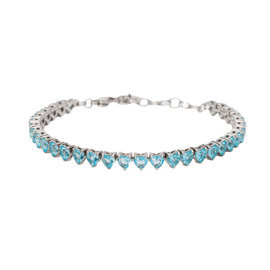 Bracciale tennis Kidult Style in acciaio con glass azzurro 19 cm
