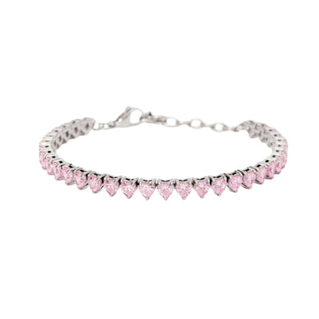 Bracciale tennis Kidult Style in acciaio con zirconi rosa 19 cm