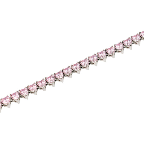 Bracciale tennis Kidult Style in acciaio con zirconi rosa 19 cm