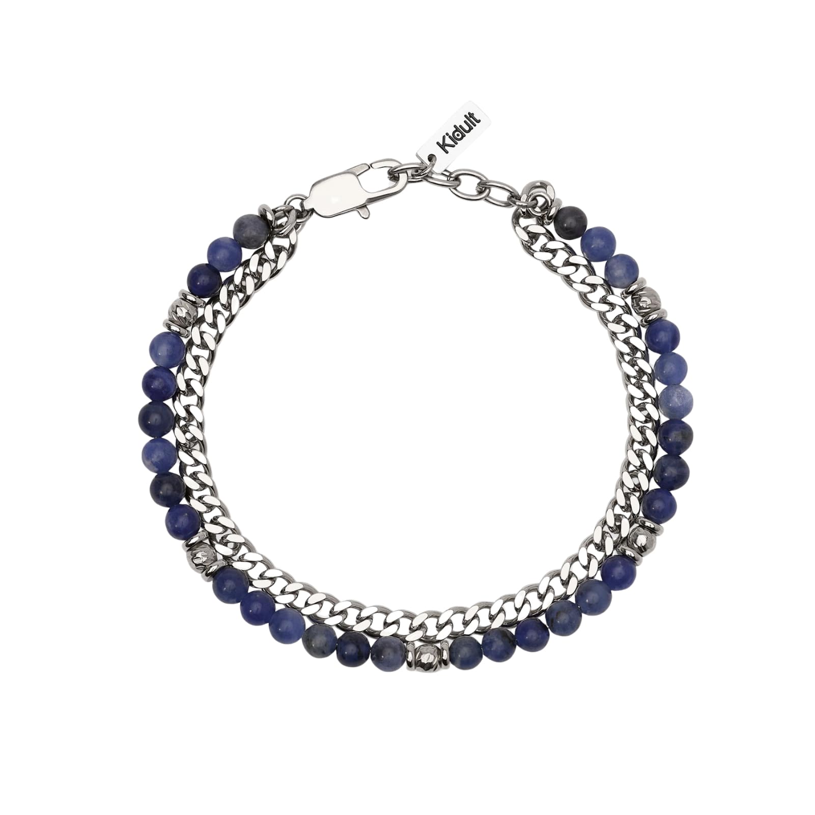 Bracciale catena Kidult Style in acciaio e sodalite da uomo 21 cm