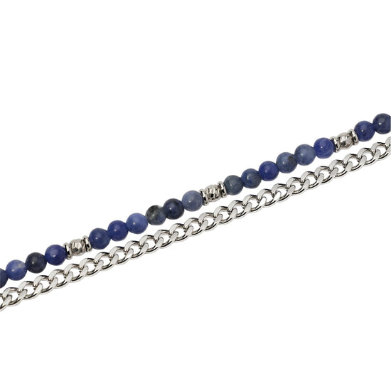 Bracciale catena Kidult Style in acciaio e sodalite da uomo 21 cm