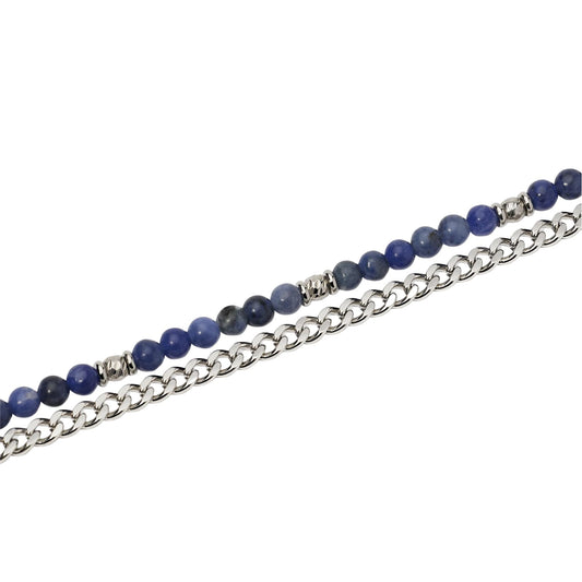 Bracciale catena Kidult Style in acciaio e sodalite da uomo 21 cm