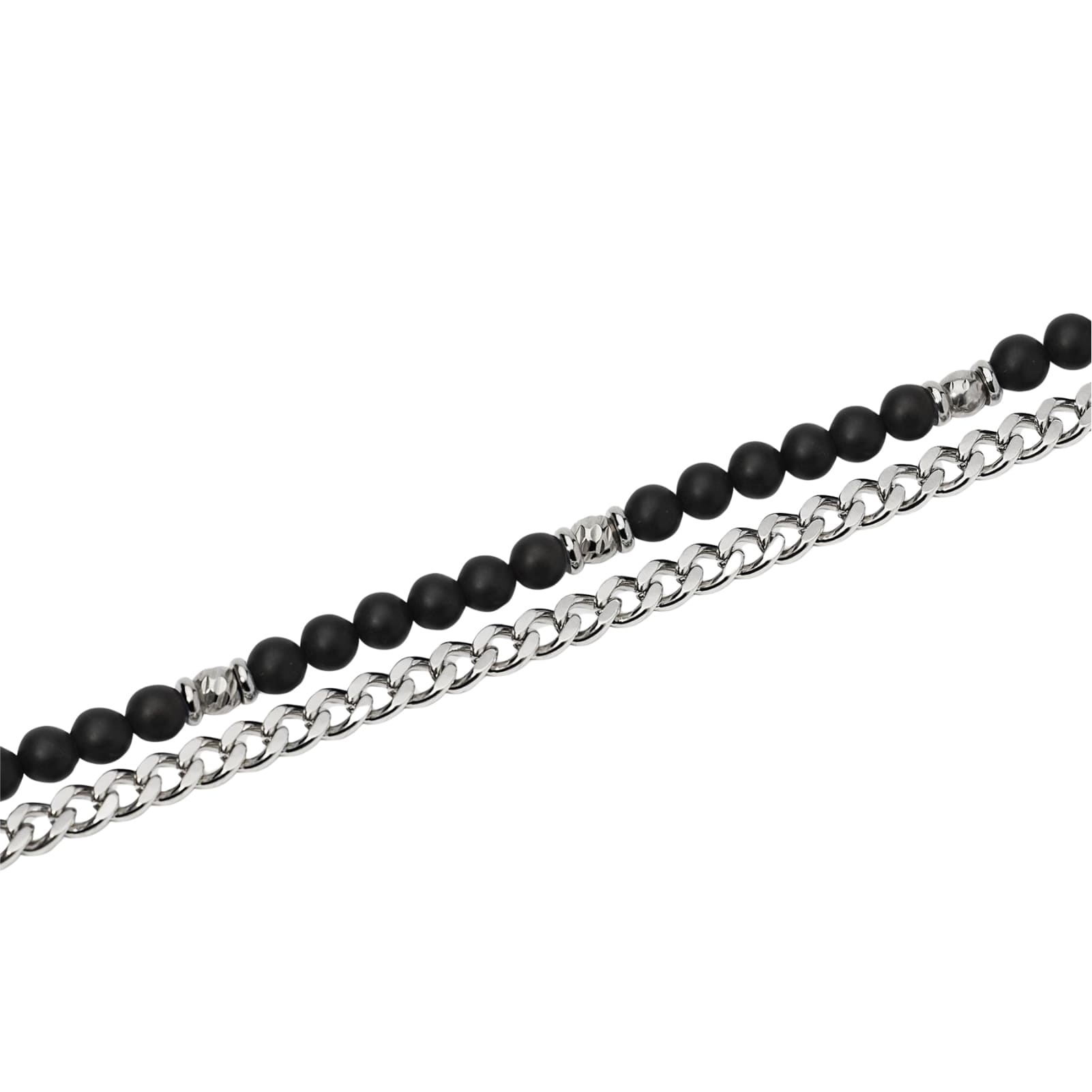 Bracciale catena Kidult Style acciaio e agata nera da uomo 21 cm