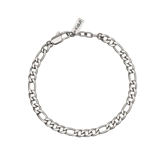 Bracciale Kidult Style in acciaio con catena figaro da uomo 21 cm