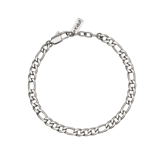 Bracciale Kidult Style in acciaio con catena figaro da uomo 21 cm