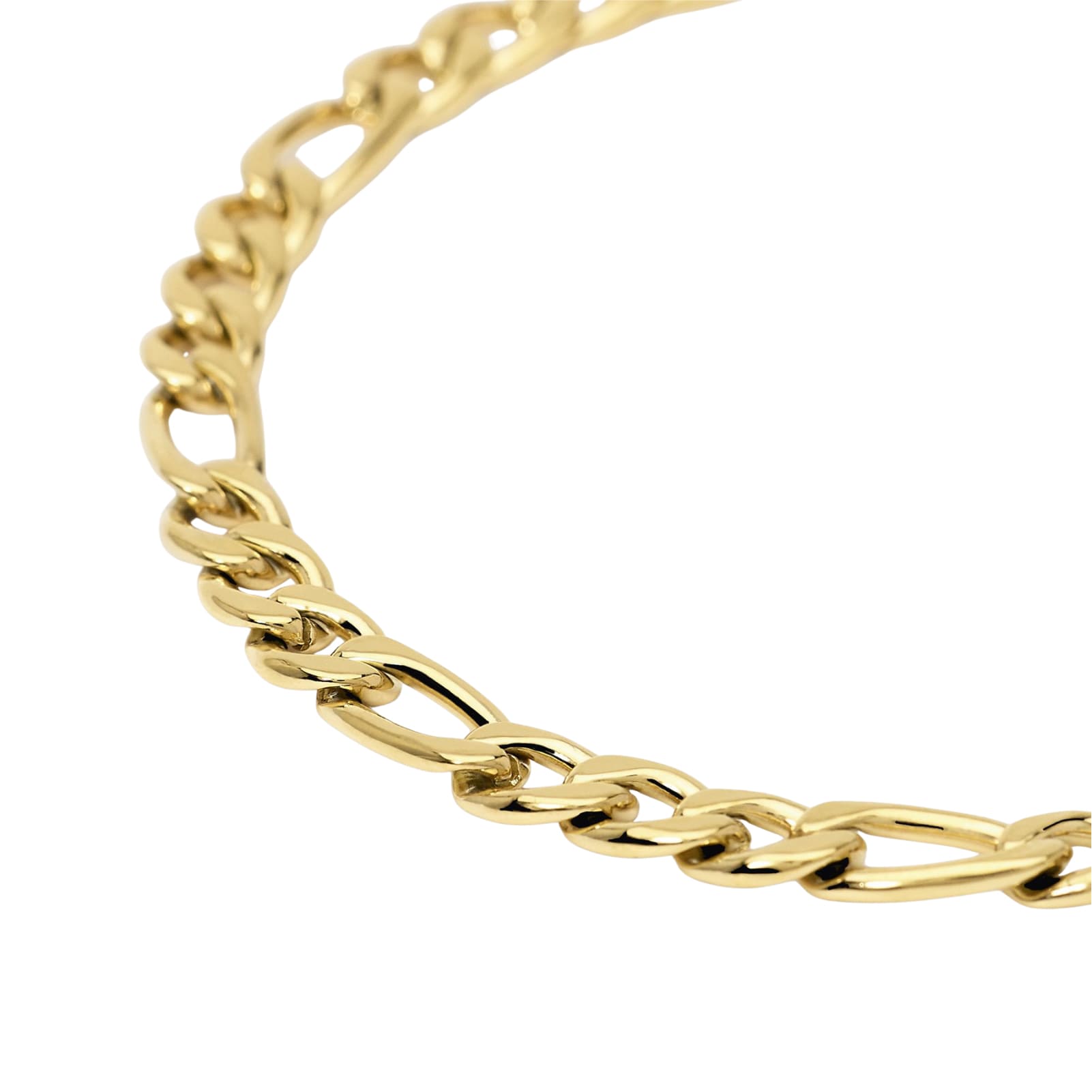 Bracciale Kidult Style acciaio dorato e catena figaro da uomo 21 cm