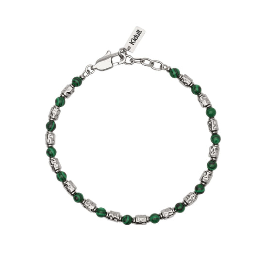 Bracciale Kidult Style in acciaio con malachite vede da uomo 21 cm