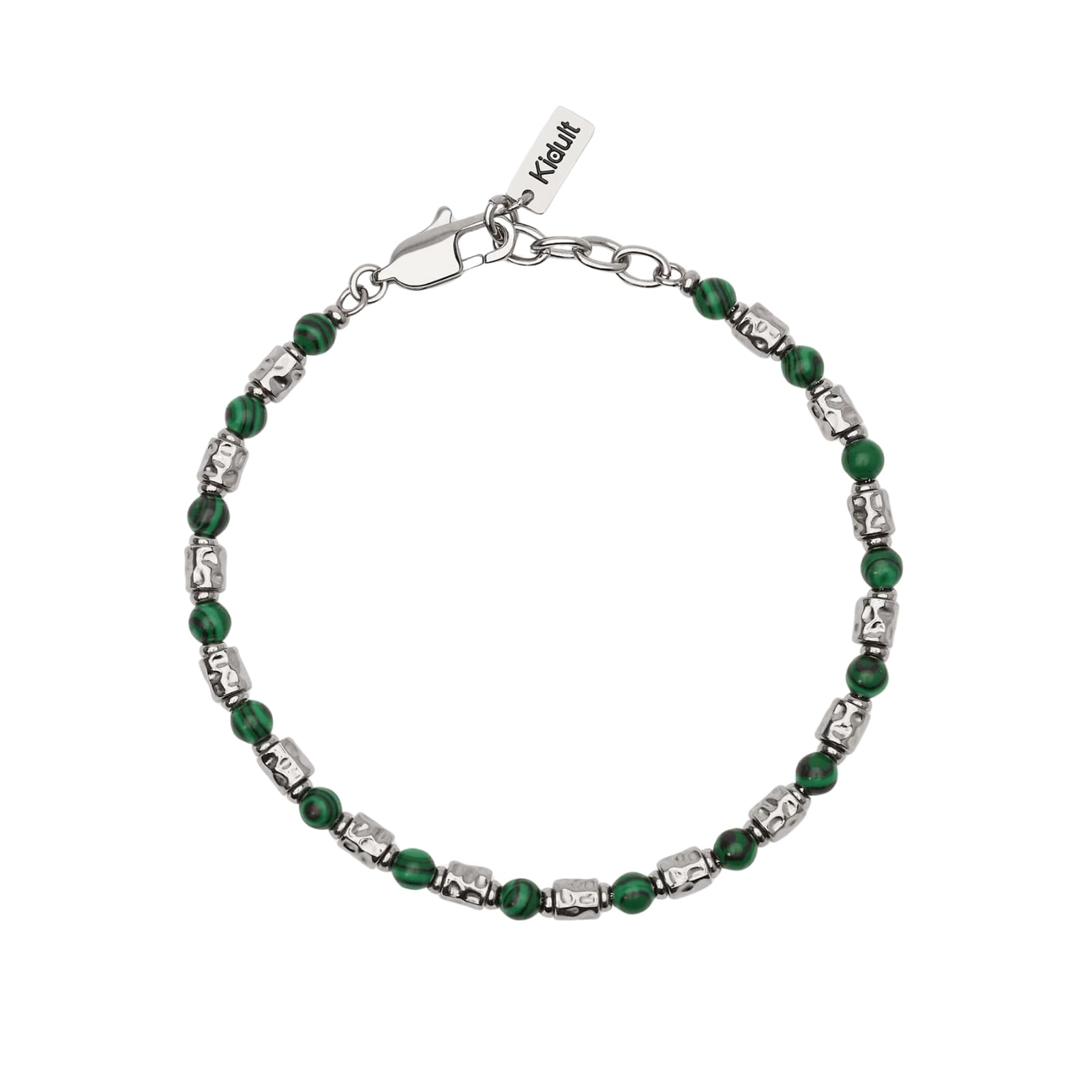 Bracciale Kidult Style in acciaio con malachite vede da uomo 21 cm