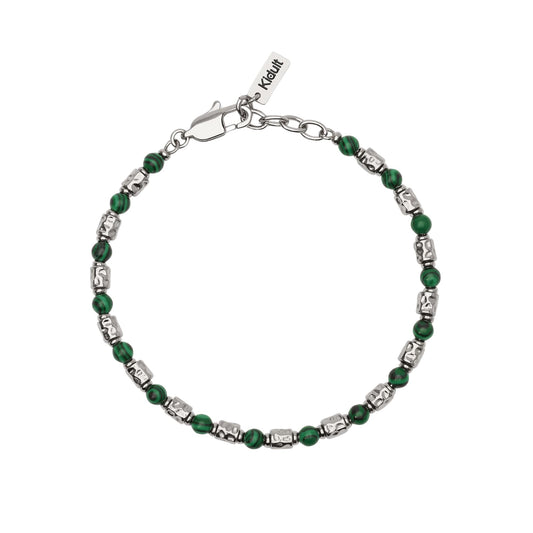 Bracciale Kidult Style in acciaio con malachite vede da uomo 21 cm