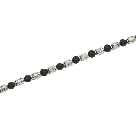 Bracciale Kidult Style in acciaio con pietra lavica da uomo 21 cm