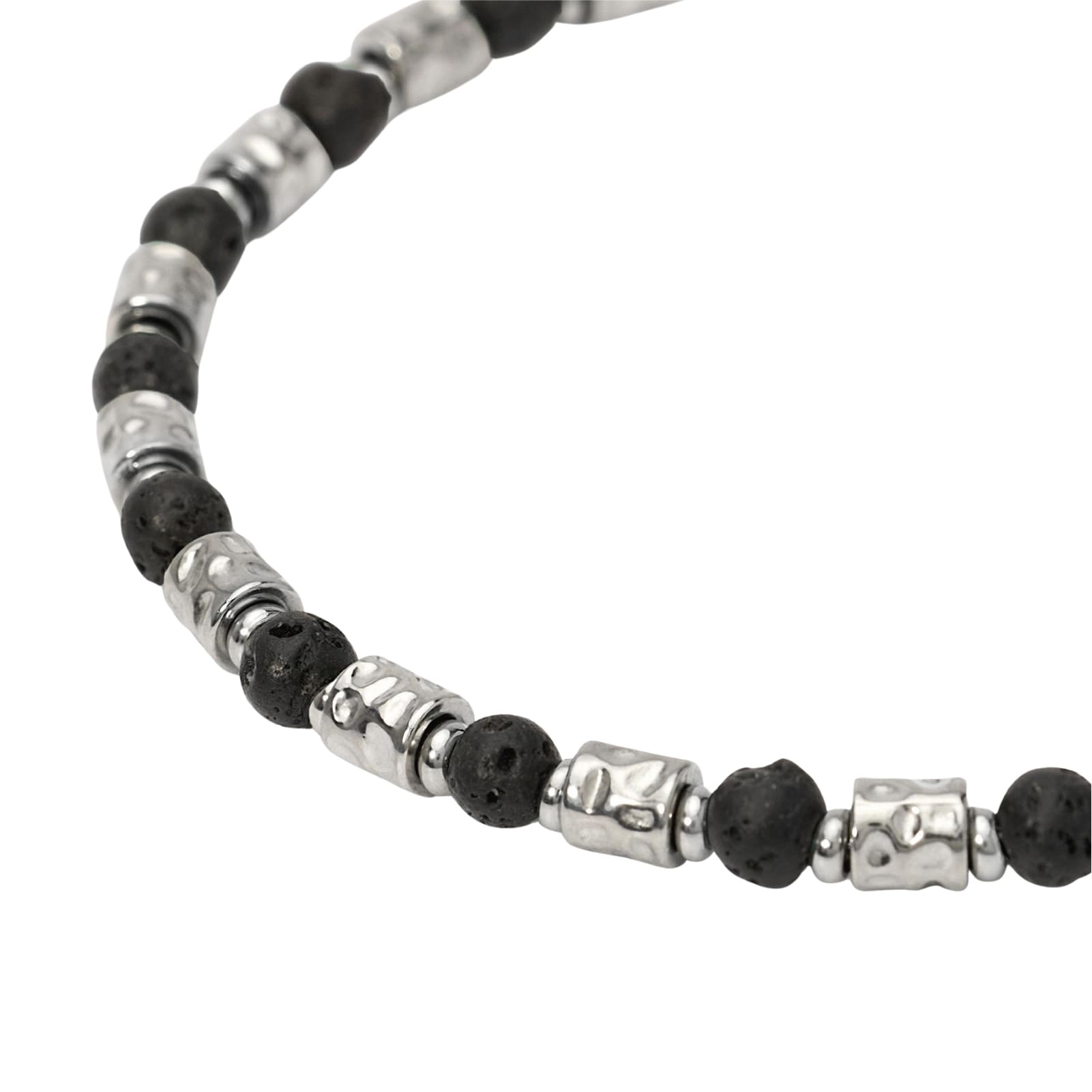 Bracciale Kidult Style in acciaio con pietra lavica da uomo 21 cm