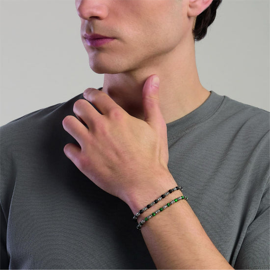 Bracciale Kidult Style in acciaio con pietra lavica da uomo 21 cm