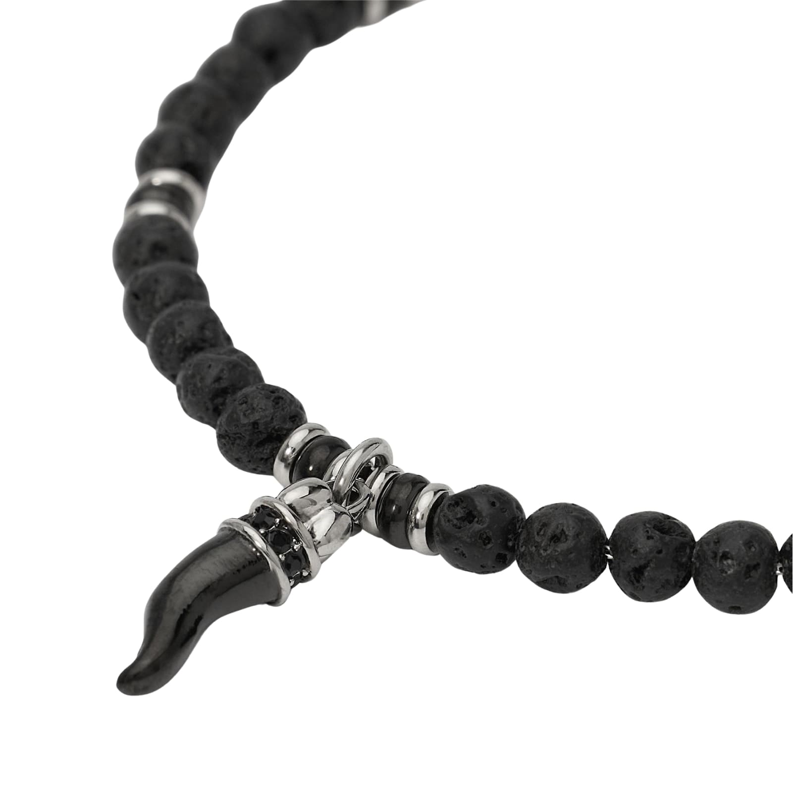 Bracciale Kidult Style in acciaio con pietra lavica e cornetto 21 cm