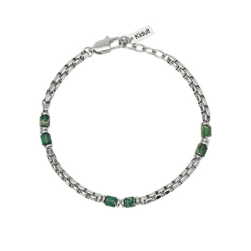 Bracciale Kidult Style in acciaio e diaspro verde uomo 21 cm