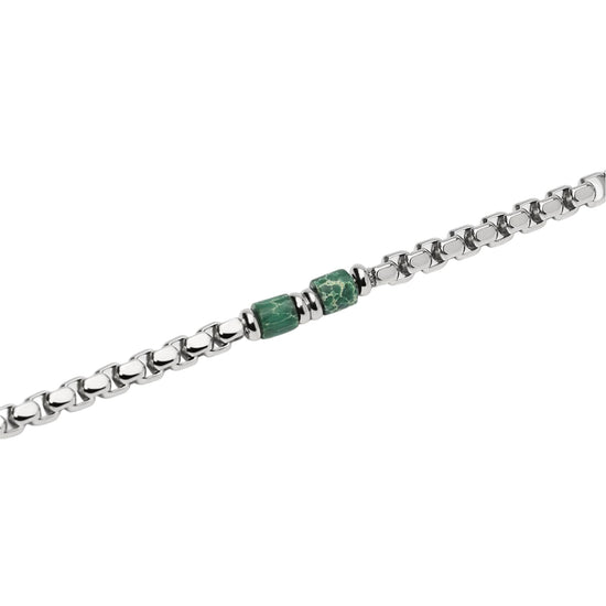 Bracciale Kidult Style in acciaio e diaspro verde uomo 21 cm