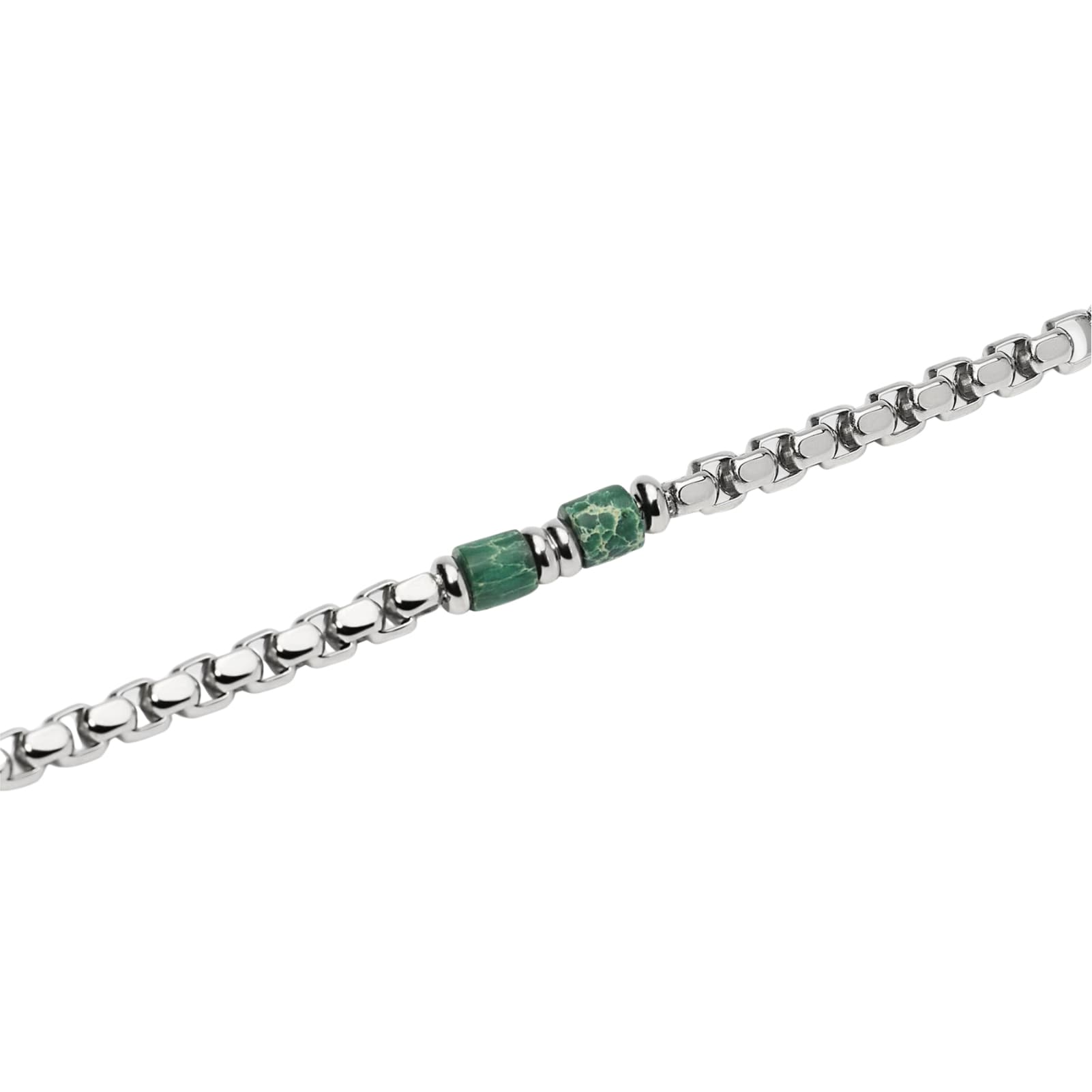 Bracciale Kidult Style in acciaio e diaspro verde uomo 21 cm