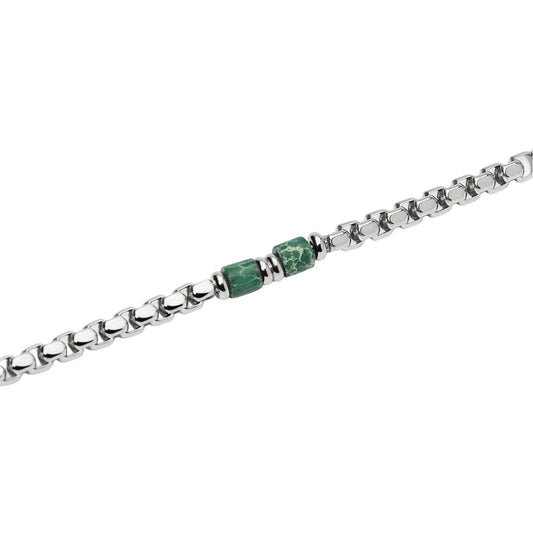 Bracciale Kidult Style in acciaio e diaspro verde uomo 21 cm