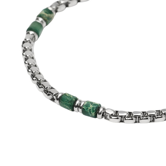 Bracciale Kidult Style in acciaio e diaspro verde uomo 21 cm