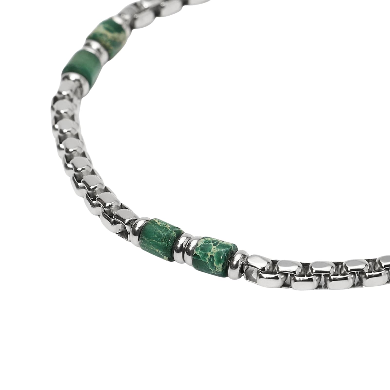 Bracciale Kidult Style in acciaio e diaspro verde uomo 21 cm