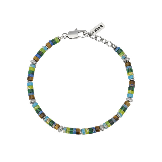 Bracciale Kidult Style in acciaio diaspro multicolor uomo 21 cm