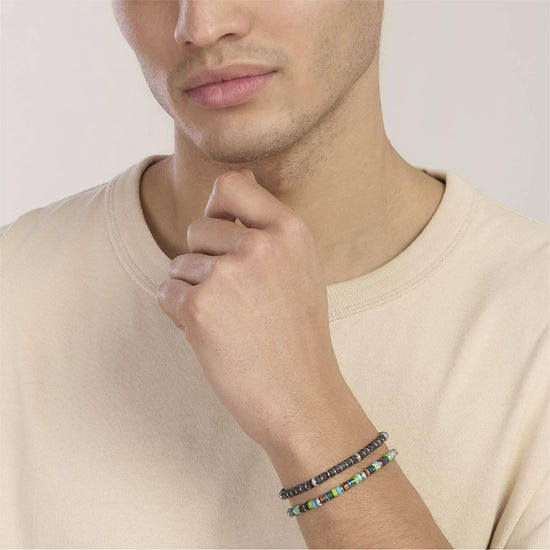 Bracciale Kidult Style in acciaio diaspro multicolor uomo 21 cm